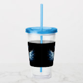Blauw gloeiende engelenvleugels op zwarte achtergr acryl drinkbeker (Rechts)