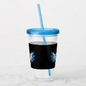 Blauw gloeiende engelenvleugels op zwarte achtergr acryl drinkbeker (Links)