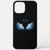 Blauw gloeiende engelenvleugels op zwarte achtergr Case-Mate iPhone case (Achterkant)