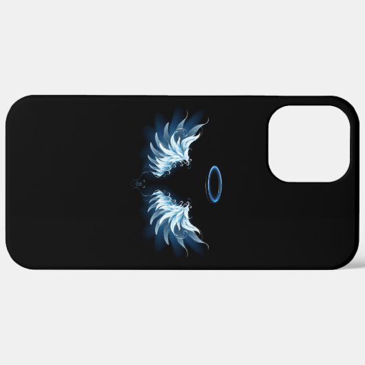 Blauw gloeiende engelenvleugels op zwarte achtergr Case-Mate iPhone case (Achterkant / Rechts)