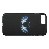 Blauw gloeiende engelenvleugels op zwarte achtergr Case-Mate iPhone case (Achterkant (Horizontaal))