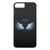 Blauw gloeiende engelenvleugels op zwarte achtergr Case-Mate iPhone case (Achterkant)