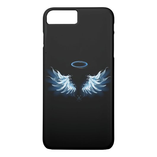 Blauw gloeiende engelenvleugels op zwarte achtergr Case-Mate iPhone case (Achterkant)