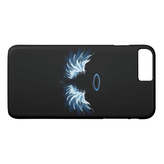 Blauw gloeiende engelenvleugels op zwarte achtergr Case-Mate iPhone case (Achterkant (Horizontaal))