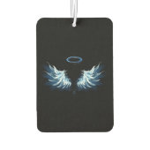 Blauw gloeiende engelenvleugels op zwarte achtergr luchtverfrisser (Achterkant)