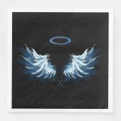 Blauw gloeiende engelenvleugels op zwarte achtergr servet (Voorkant)