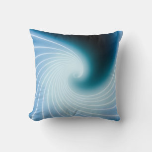Blauw gloeiende neon lijn kunst golf kussen