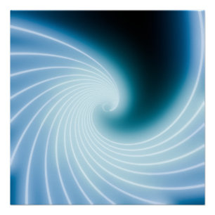 Blauw gloeiende neon lijn kunst golf perfect poster