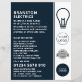 Blauw gloeilampontwerp, elektricien Adverteren Flyer (Voorkant)