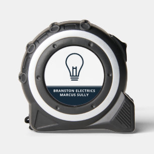 Blauw gloeilampontwerp, elektricien rolmaat