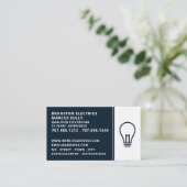 Blauw gloeilampontwerp, elektricien visitekaartje (Staand voorkant)