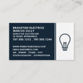 Blauw gloeilampontwerp, elektricien visitekaartje (Voorkant)