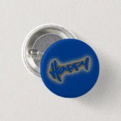 BLAUW GLOWING HAPPY GRAFFITI RONDE BUTTON 3,2 CM (Voorkant /achterkant)