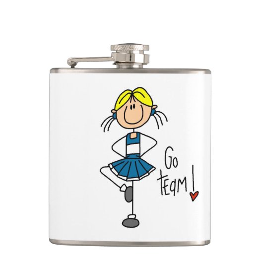 Blauw Go Team Cheerleader Heupfles (Voorkant)
