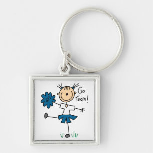 Blauw Go Team Cheerleader T-shirts en Cadeaus Sleutelhanger