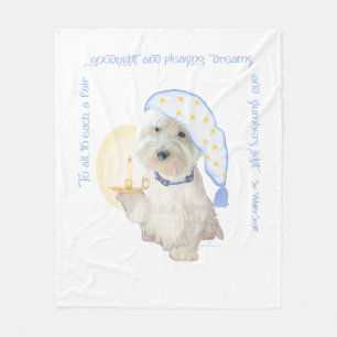 Blauw Goedenacht Westie met Kaars Fleece Deken