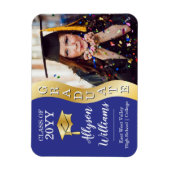 Blauw | Gold Afstuderen Wave Afstudeerder Pet Foto Magneet (Verticaal)