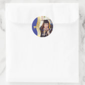 Blauw | Gold Afstuderen Wave Afstudeerder Pet Foto Ronde Sticker (Tas)