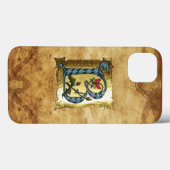 BLAUW GOLD B-BRIEF MET FLOWERS MONOGRAM Case-Mate iPhone CASE (Achterkant (horizontaal))
