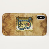 BLAUW GOLD B-BRIEF MET FLOWERS MONOGRAM Case-Mate iPhone CASE (Achterkant (horizontaal))