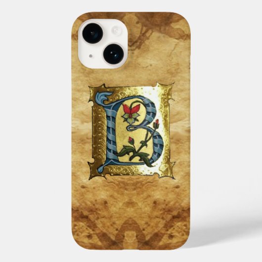 BLAUW GOLD B-BRIEF MET FLOWERS MONOGRAM Case-Mate iPhone CASE (Achterkant)