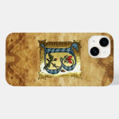 BLAUW GOLD B-BRIEF MET FLOWERS MONOGRAM Case-Mate iPhone CASE (Achterkant (horizontaal))