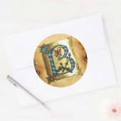 BLAUW GOLD B-BRIEF MET FLOWERS MONOGRAM RONDE STICKER (Envelop)