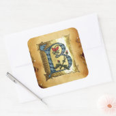 BLAUW GOLD B-BRIEF MET FLOWERS MONOGRAM VIERKANTE STICKER (Envelop)