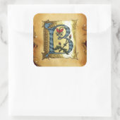 BLAUW GOLD B-BRIEF MET FLOWERS MONOGRAM VIERKANTE STICKER (Tas)