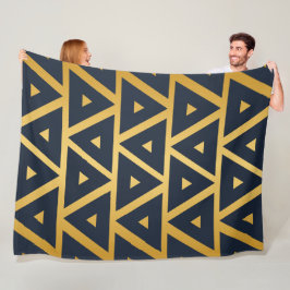 Blauw Gold Geometric Patroonontwerp Fleece Deken