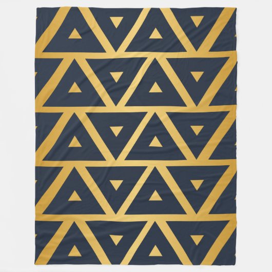 Blauw Gold Geometric Patroonontwerp Fleece Deken (Voorkant)