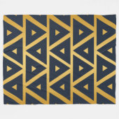Blauw Gold Geometric Patroonontwerp Fleece Deken (Voorkant (Horizontaal))
