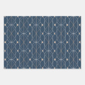 Blauw + Gold geometrische naadloze patroon set 2 | Inpakpapier Vel (Voorkant 3)