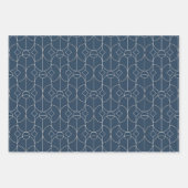 Blauw + Gold geometrische naadloze patroon set 2 | Inpakpapier Vel (Voorkant 2)