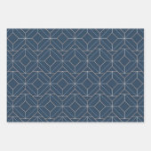 Blauw + Gold geometrische naadloze patroon set 2 | Inpakpapier Vel (Voorkant)
