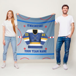 Blauw | Gold Ice Hockey Rink | Player Jersey Fleece Deken