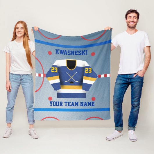 Blauw | Gold Ice Hockey Rink | Player Jersey Fleece Deken (In situ)