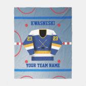 Blauw | Gold Ice Hockey Rink | Player Jersey Fleece Deken (Voorkant)