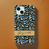 Blauw Gold zwarte luipaard afdrukken met Jouw naam Case-Mate iPhone Case