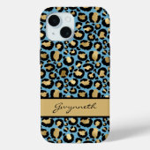 Blauw Gold zwarte luipaard afdrukken met Jouw naam Case-Mate iPhone Case (Achterkant)