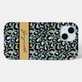 Blauw Gold zwarte luipaard afdrukken met Jouw naam Case-Mate iPhone Case (Achterkant (horizontaal))