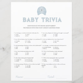 Blauw golf baby shower baby trivia spel