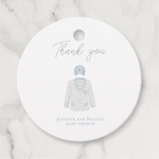 Blauw golf baby shower feest bedankjes labels (Voorkant)