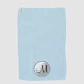 Blauw golfhanddoek met op maat gemaakt monogram, e (Voorkant)
