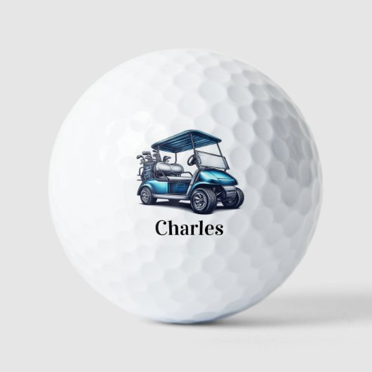 Blauw Golfkar Douanenaam Sjabloon Golfballen (Voorkant)