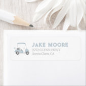 Blauw Golfkar Verjaardagsfeest Retouradres Label (Insitu)