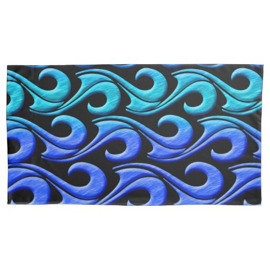 blauw golfkussen hoesje kussensloop (Voorkant-Links)