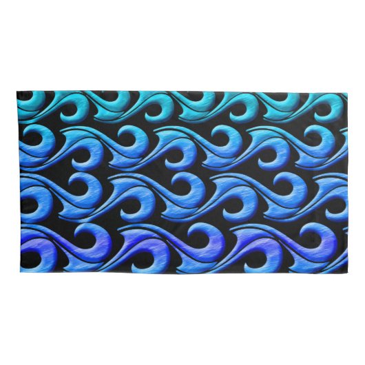 blauw golfkussen hoesje kussensloop (Achterkant-Rechts)