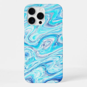Blauw golfmarmer textuur abstract vloeistof iPhone 16 pro max hoesje