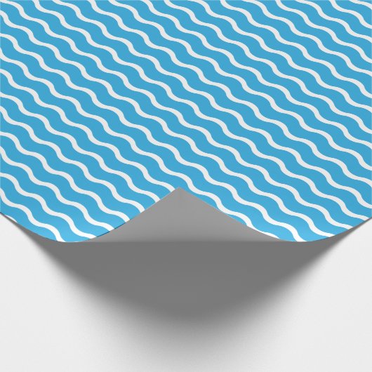 Blauw golfpatroon inpakpapier (Hoek)